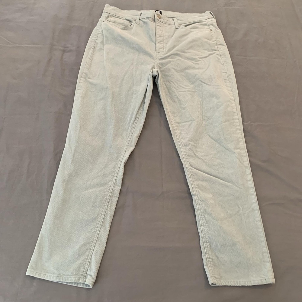 Gap Pants Womens 14/32 Light Blue Corduroy High Rise Cigarette Stretch Casual‎